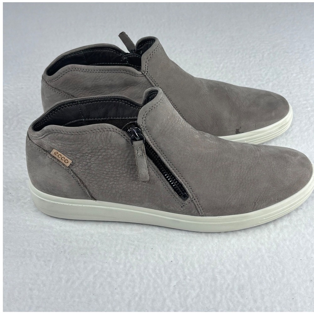 ECCO Soft 7 Bootie Women 11 Gray Nubuck Leather High Top Zip Ankle Sneaker - Picture 4 of 10